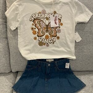 2 PC Outfit SetJessica Simpson Cream Top W/Denim Skirt